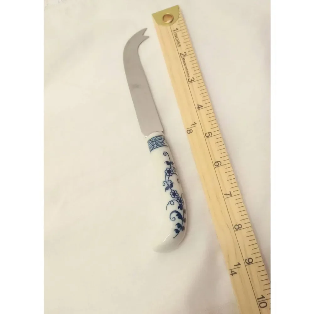 Regency Sheffield England porcelain, prill, blue onion cheese knife